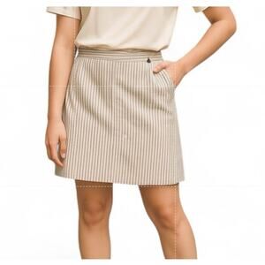J.Crew Skirt Cotton Twill Beige Stripe A-Line Pencil Career Size 4 New